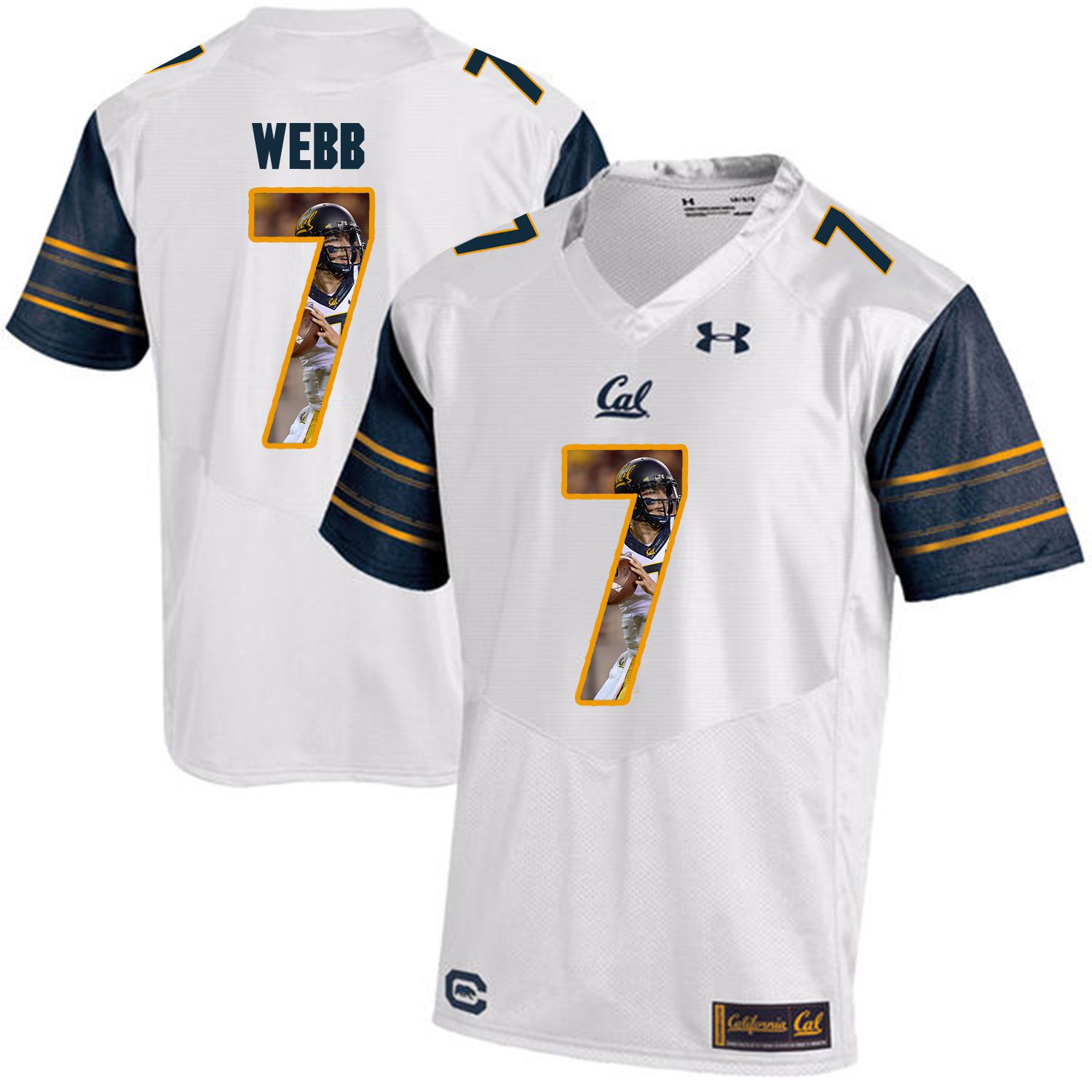 Men California Golden Bears 7 Davis Webb White Customized NCAA Jerseys1